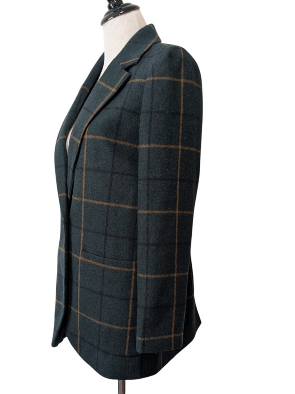 Madewell Womens Size S Green Larsen Windowpane Oversized Wool Blend Blazer Top - Picture 2 of 11
